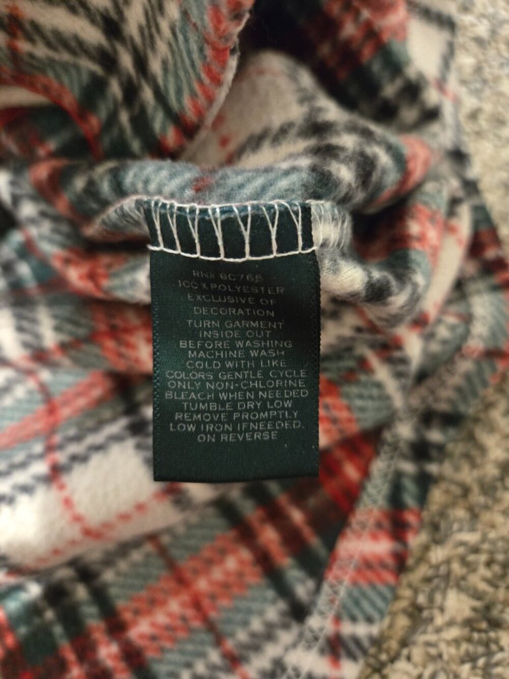 Lauren Ralph Lauren Tartan Plaid Monogram Fleece Pajamas L - Picture 5 of 6
